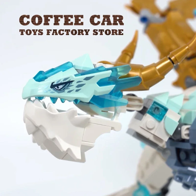 MOC 973Pcs Blocks Dragon Plastic Model Ice Dinosaur Building Bricks Anime Figures DIY Toys Adult Children Birthday Gifts