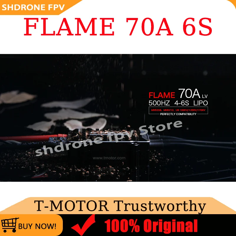 

Original T-Motor FLAME 70A 6S ESC High Efficiency Magnetic Field Control ESC 4-6S LiPo for RC Multi-Rotor Drone