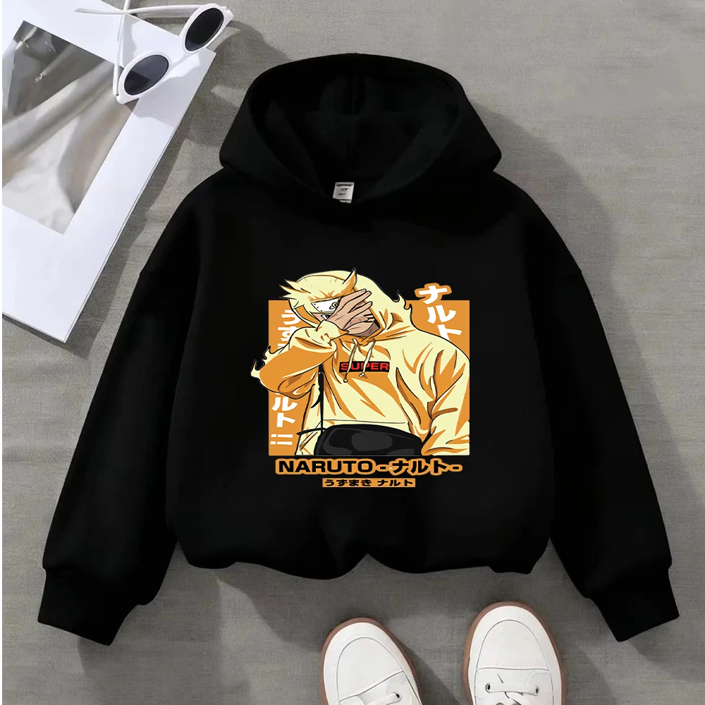 ナルトのアニメプリントが入ったキッズパーカー - 男の子、女の子向けの超スタイリッシュなカジュアルプルオーバー、柔らかく快適な漫画キャラクタースウェットシャツ