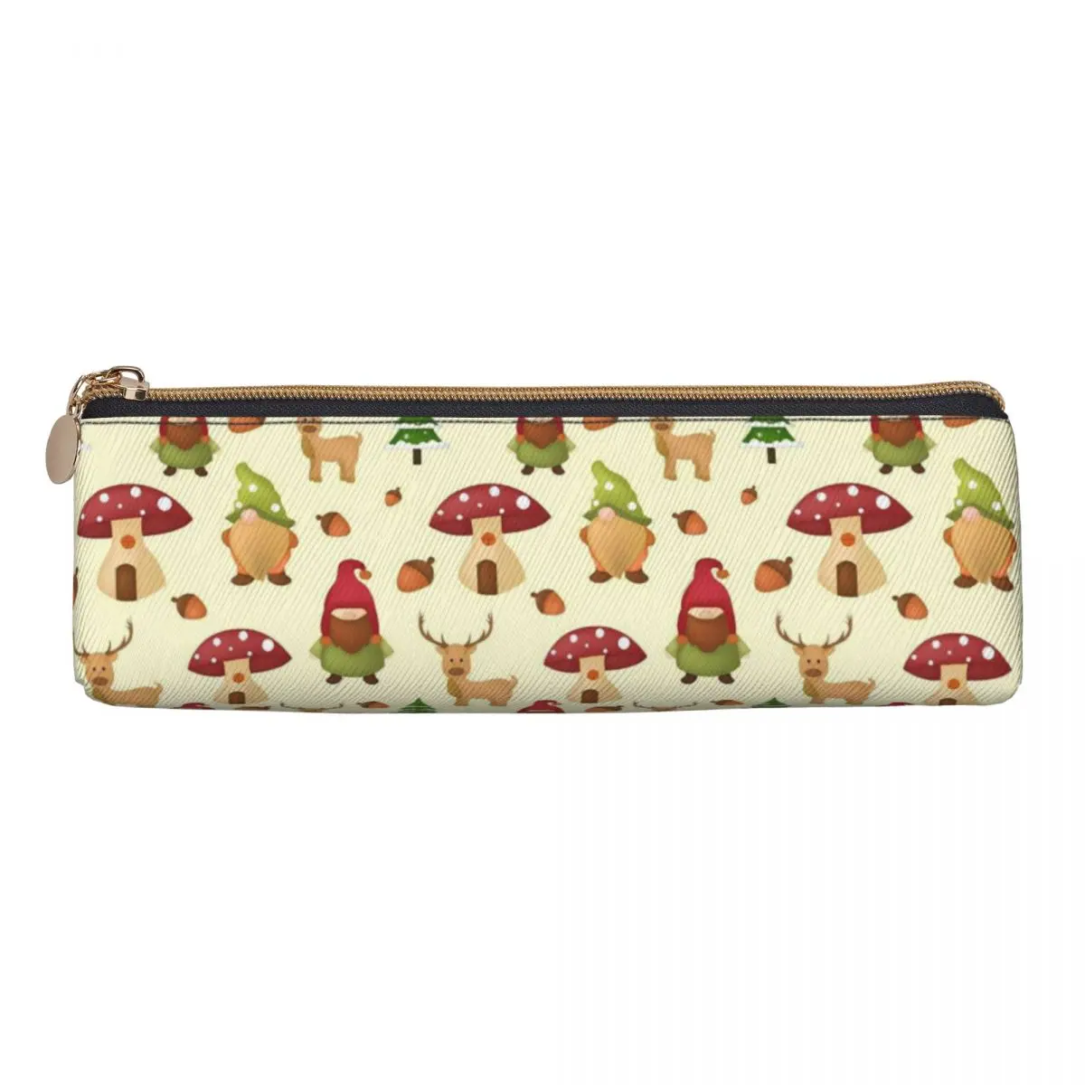 Christmas Woodland Gnome Pencil Case Large Pen Box Child Triangle Aesthetic School Pencil Cases Pattern Stationery Organizer