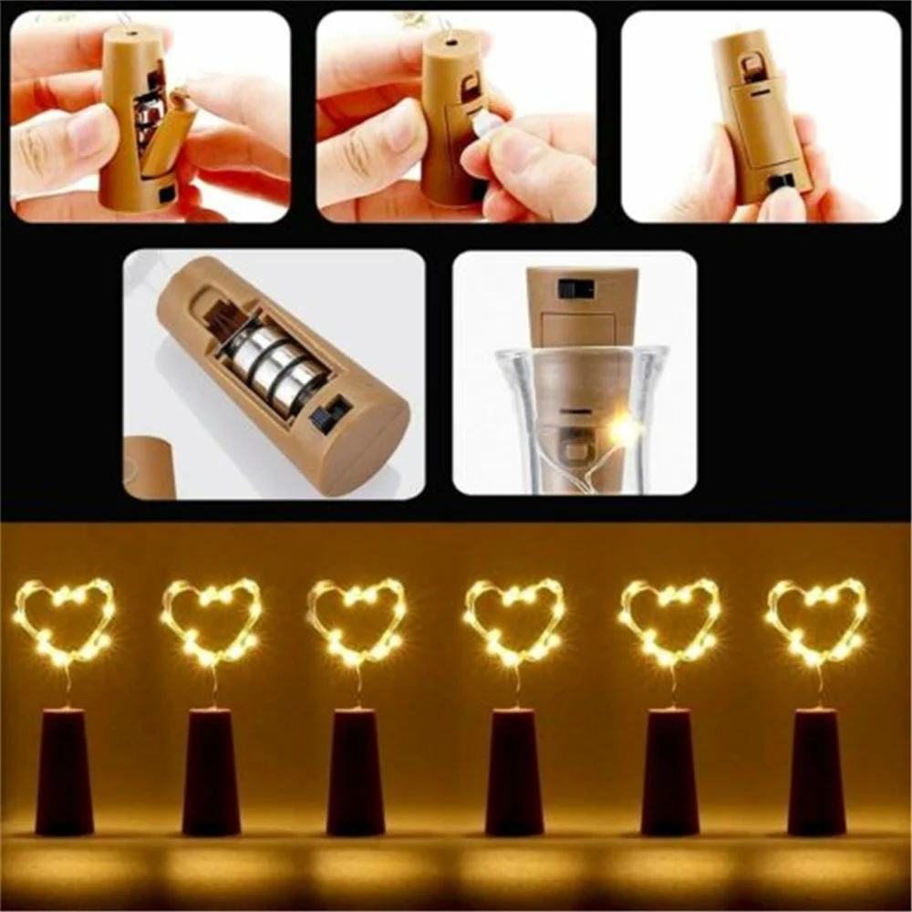 20 LED 10 Packs Wine Bottle Lights Copper Wire Fairy String Light Warm White Bottle Stopper Atmosphere Lamp for Xmas Holiday