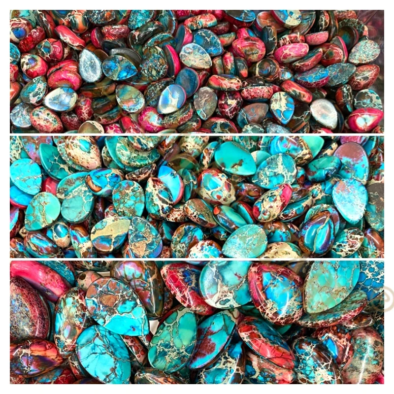 10x14mm Water Drops Ring Face Natural Stone Mix Orange Blue Sea Sediment Jasper Beads for Jewelry Making Diy Ring Accessories