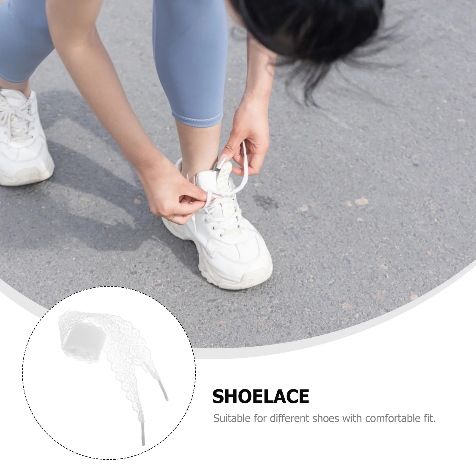 

2pcs Lace Shoelaces Flat Elastic Detachable High Heel Straps Embroidered Ribbon Anti White Shoe Accessories Wide