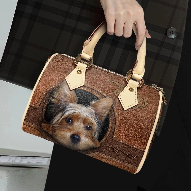 Bolso cruzado de hombro con estampado de animales de perro para mujer, bolso de mano versátil, bolso de cubo azul, bolso de almohada para viajes, tendencia de moda