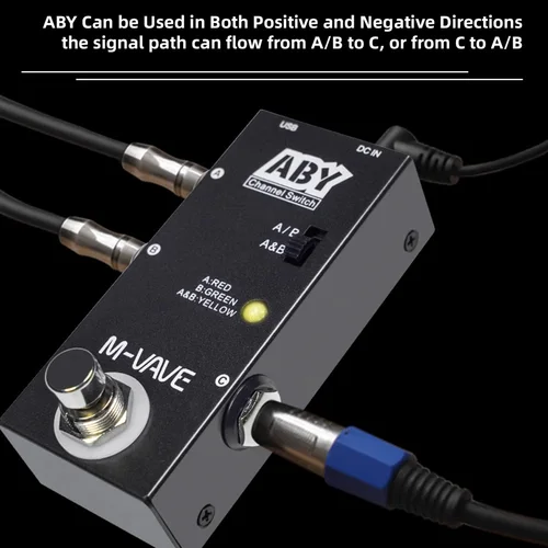 M-VAVE ABY Selector de línea AB Switch Mini Pedal de efecto de guitarra True Bypass Pedal de bajo de guitarra AB Box-Accesorios de interruptor de canal ABY