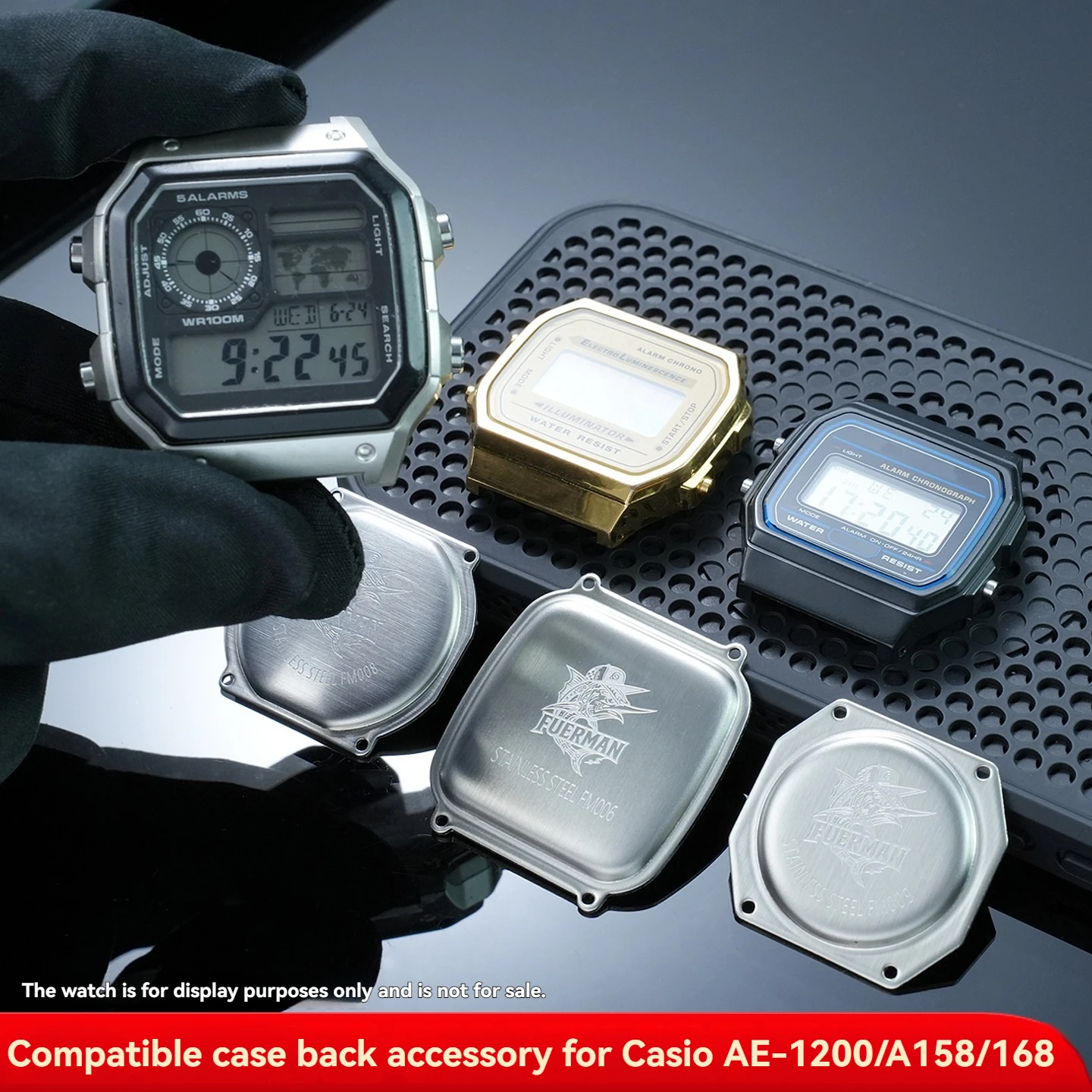 F91 Watch bottom cover for Casio small square watch AE-1200 back cover AE1300/WS1700 A158 A168 metal bottom cover accessories