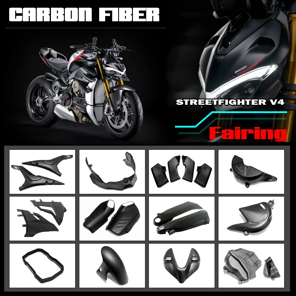 Real Carbon Fiber Fairings For DUCATI Streetfighter V4 V4S 2020-2023 Matte Body Full Fairing Kit Motorocycle Panel Cowling Cover