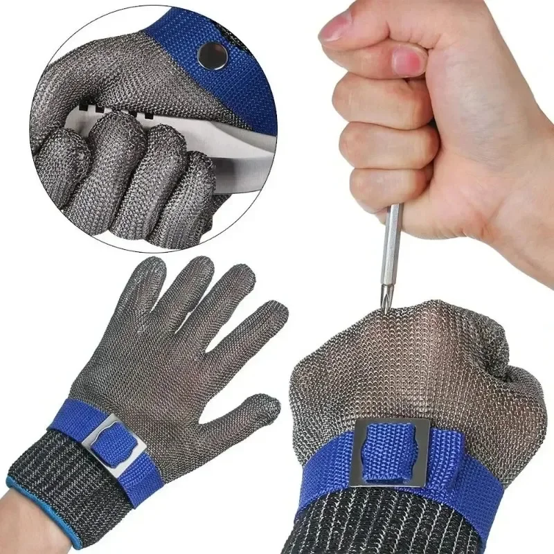 Gants anti-coupure en acier inoxydable, protection des mains, maille métallique pour la viande, couteau métallique de boucher, couteau verde