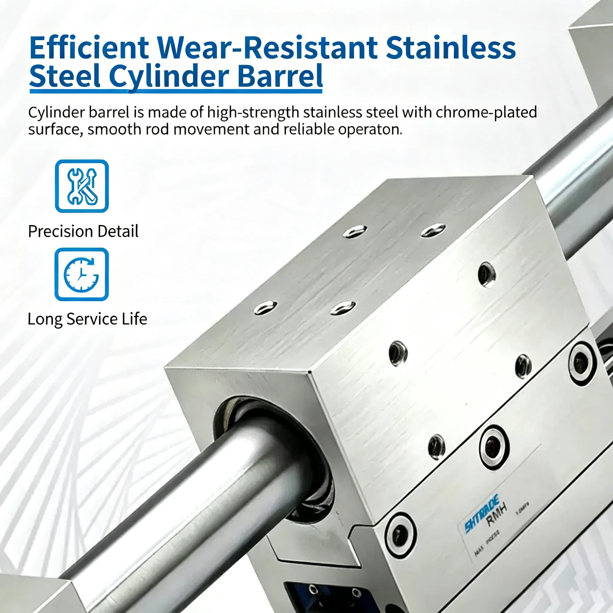 Cylinder Long Stroke RMH10/16/20/25-50X100X200X250X300X500X600X800S Sliding Rail Type RMH Magnetic Coupling Rodless Pneumatic