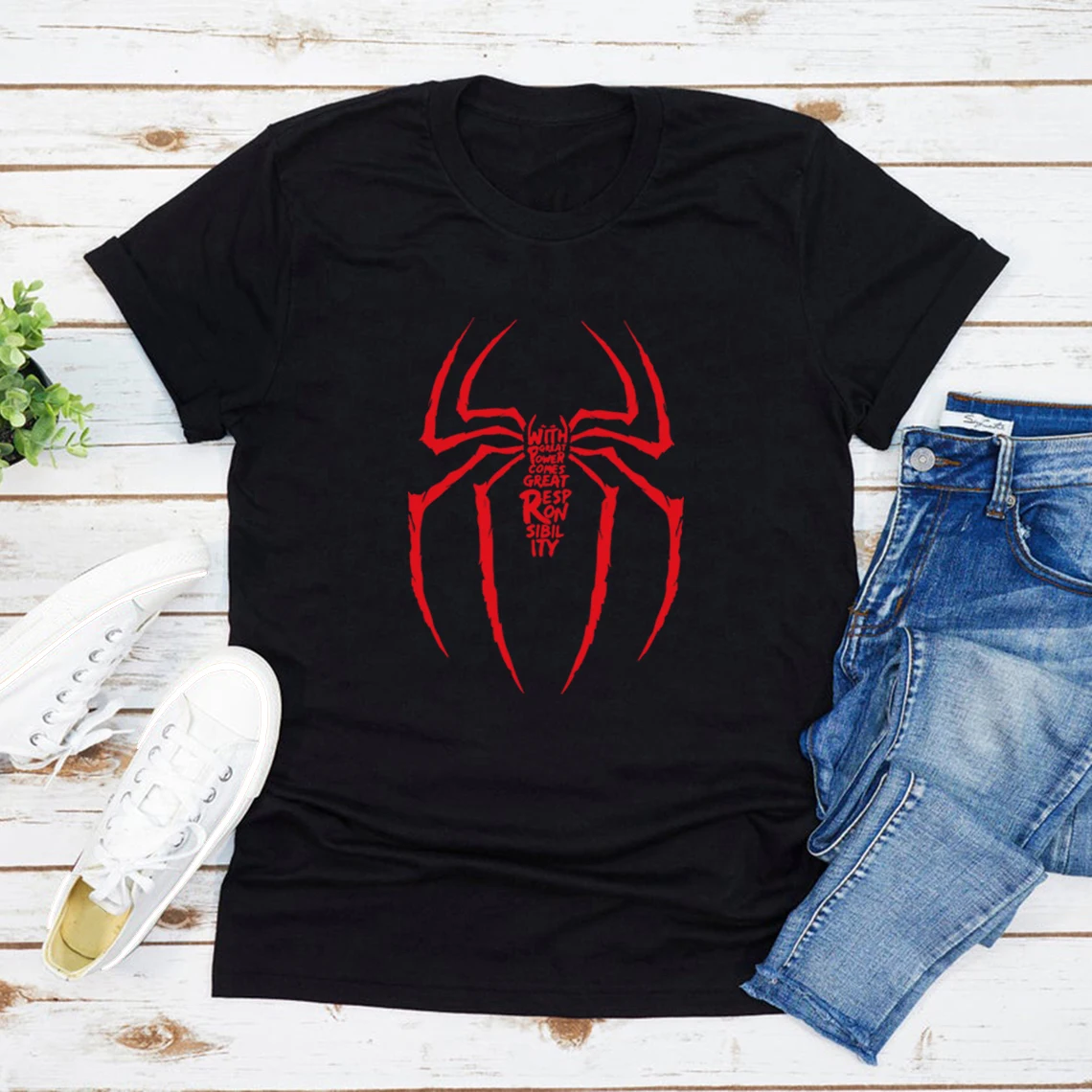 With Great Power Comes Great Responsibility Shirt Tom Holland Shirts Unisex Short Sleeve T-shirts Streetwear Tops Superhero Tee