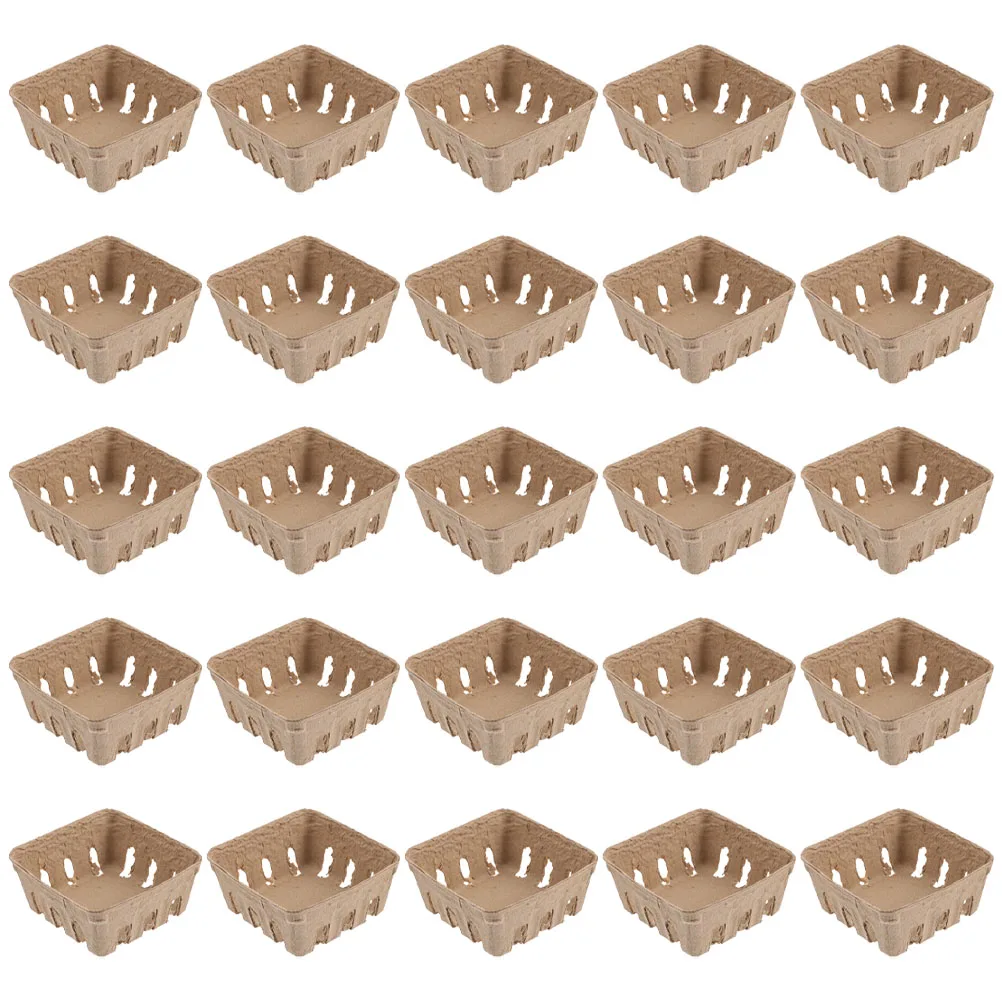 

25Pcs Paper Berry Basket Fruit Storage Tray Lightweight Corrugated Produce Container for Strawberries Blueberries Cherries