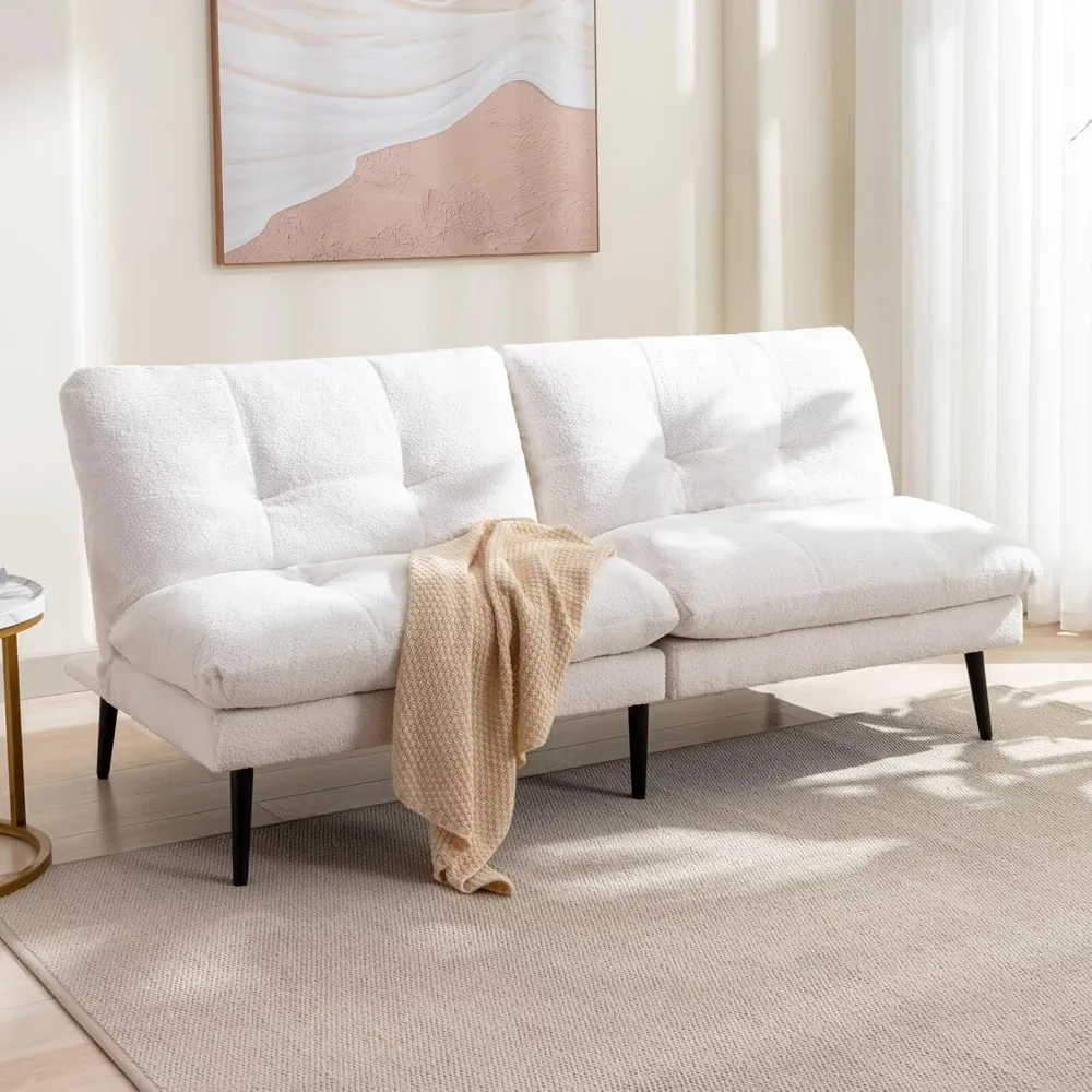

Futon Sofa Bed, Convertible Sleeper Futon Couch Adjustable Backrest Loveseat Small Couch Bed Splitback Modern Sofa for Apartment