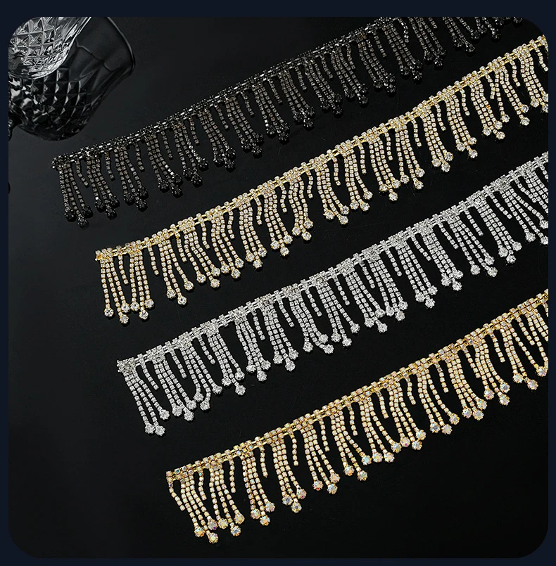 5 Yards Strass Kette Trim Unregelmäßige Quaste Kette Kristall Diamant Zubehör DIY Handwerk Geschenk Dekoration Diamant Metall Kette – Detail 2