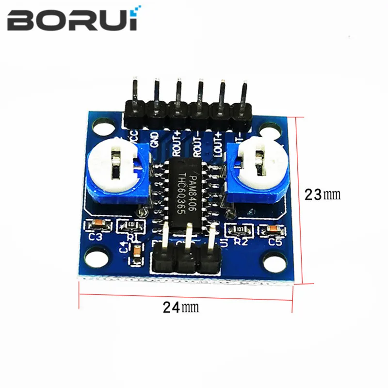 1PCS PAM8406 Digital Amplifier Board With Volume Potentiometer 5Wx2 Stereo