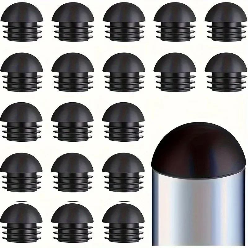 16Pcs Black Circular Plastic Plugs, Furniture Pipe End Caps, Durable Floor Protector Inserts for Table Legs, Tubing & Furniture