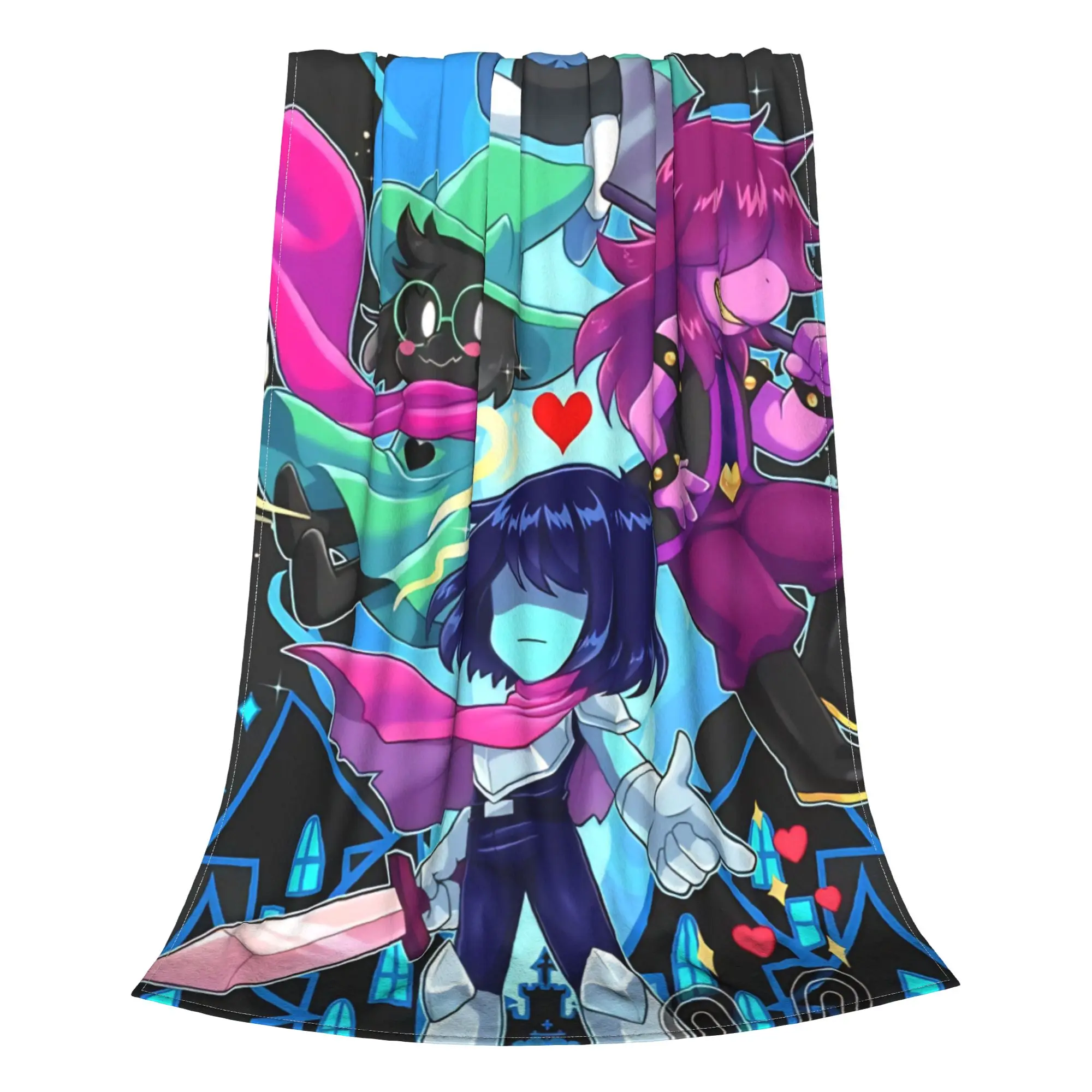 1PC Home Cutecore Retro Pixel Art Warrior  Deltarune Blanket Super Cosy Plush Home Living Room Sofa Halloween