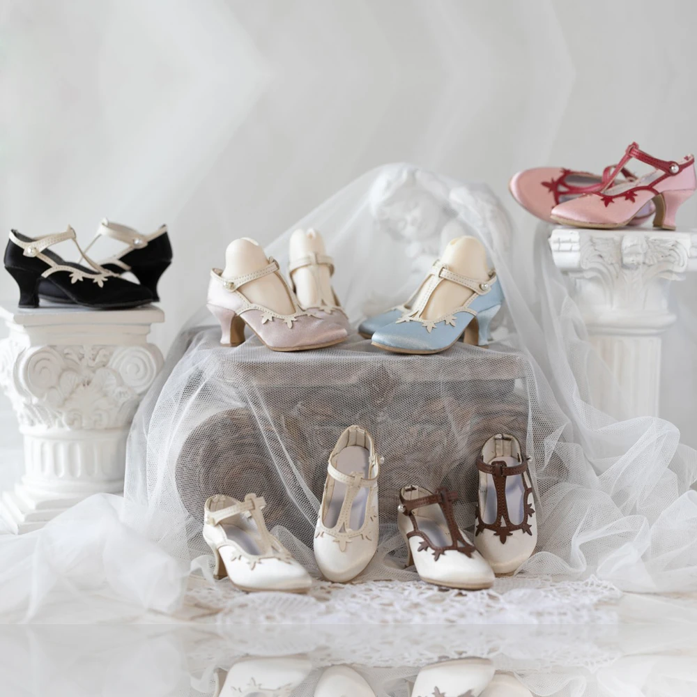 

D09-P735 children handmade toy 1/3 SD10 doll BJD/SD doll's shoes brown black Retro low heeled pearl thong shoes 1pair