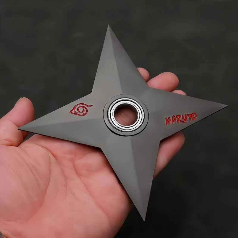 Naruto Metal Shuriken Rotatable Bearing Ninja Star Anime Cosplay Model Collectible Ornament Gift For Anime Hobby Fans In Stock