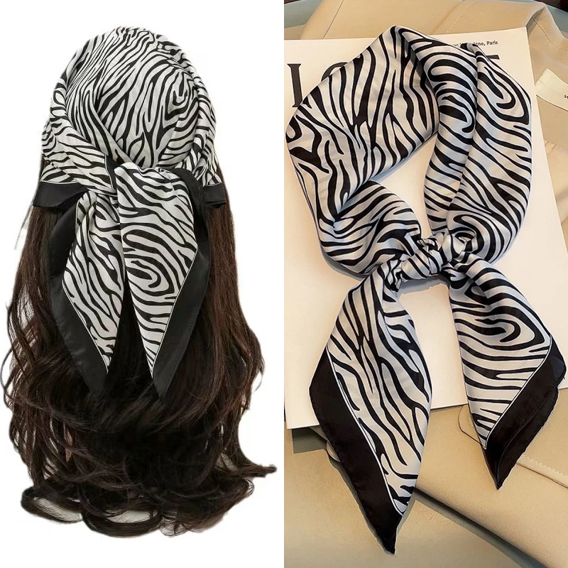 

Luxury Fashion Striped Printed Square Scarf Neck Scarf Headscarf Single Breathable Soft Satin Hair Bands Headband Bandana