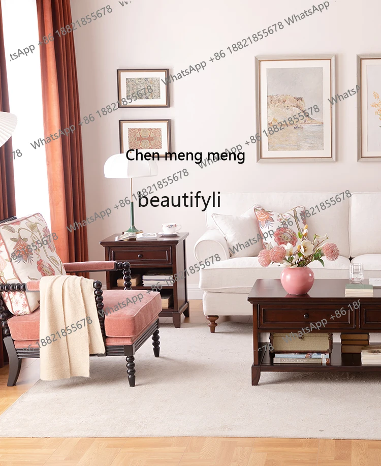 X   American Country Sofa Side Table Solid Wood Retro Corner Table Balcony Square Table Household Square