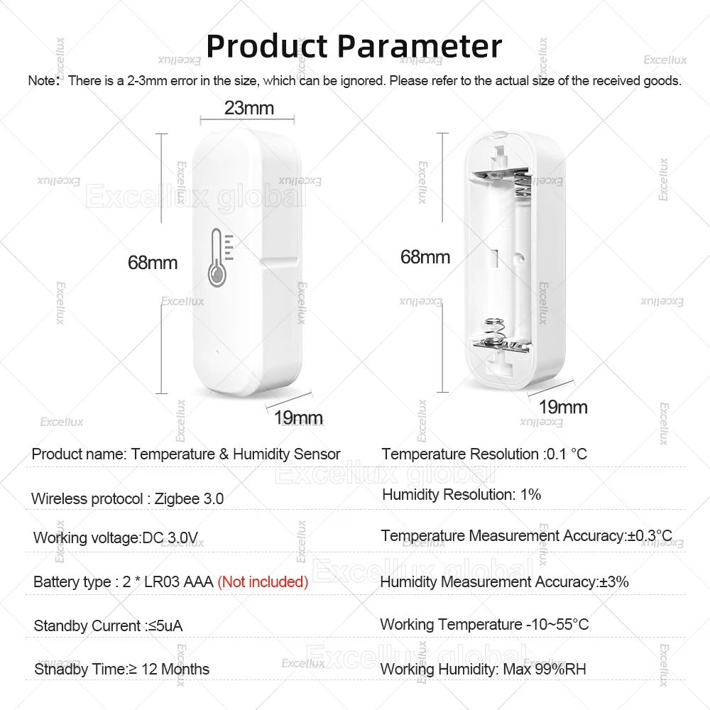 Tuya Zigbee 3.0 Temperature Humidity Sensor Indoor Thermometer Hygrometer Monitoring Works with Smart Life APP Alexa Google Home