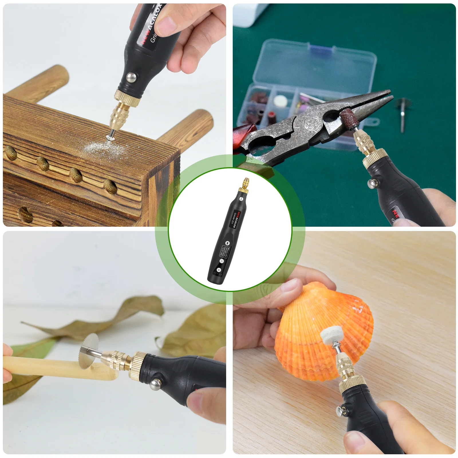 NEWACALOX draadloos roterend gereedschap met 5 variabele snelheden en 3,7 V USB-opladen Graveren roterend gereedschap voor graveren, schuren, polijsten