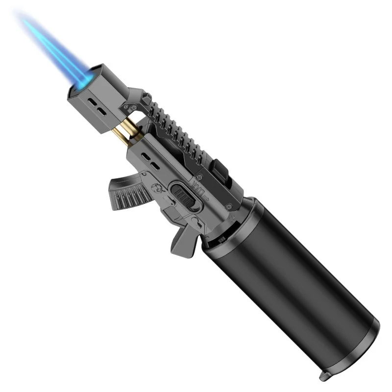 Inflatable Windproof High Firepower Blue Flame Flamethrower Gas Lighter Lock Fire Point Cigar Point Moxibustion Wholesale