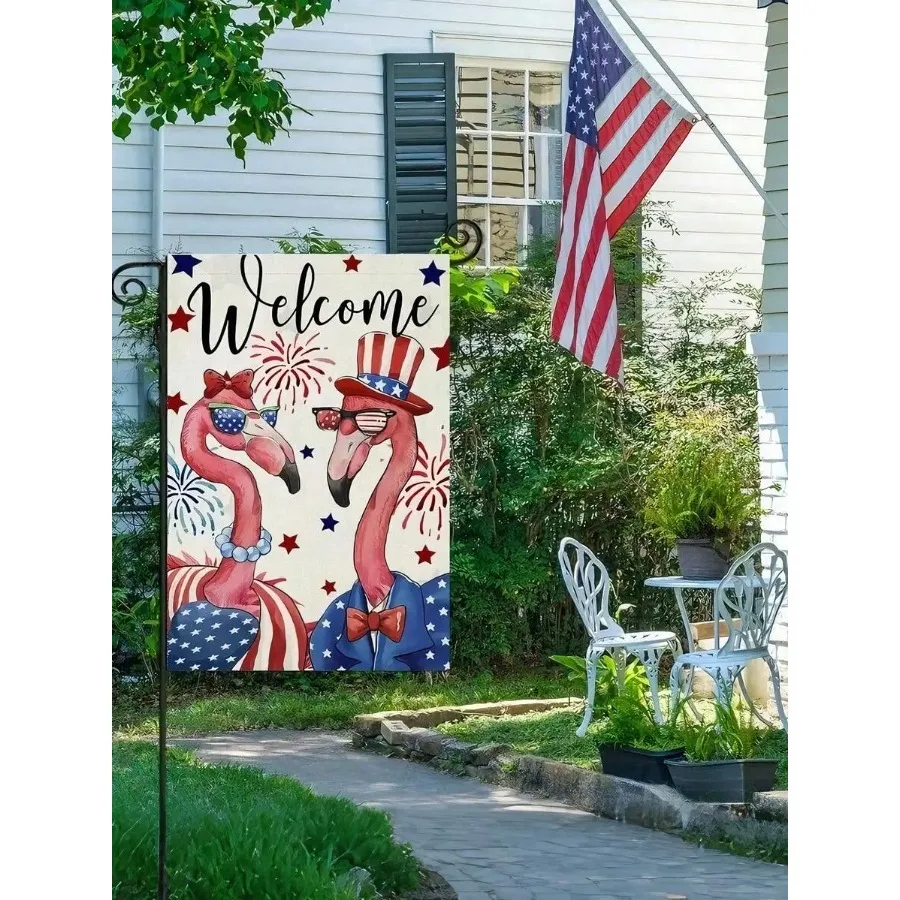 

July 4th Outdoor Garden Flag - Small Seasonal Outdoor Decoration for Summer and Memorial Day
