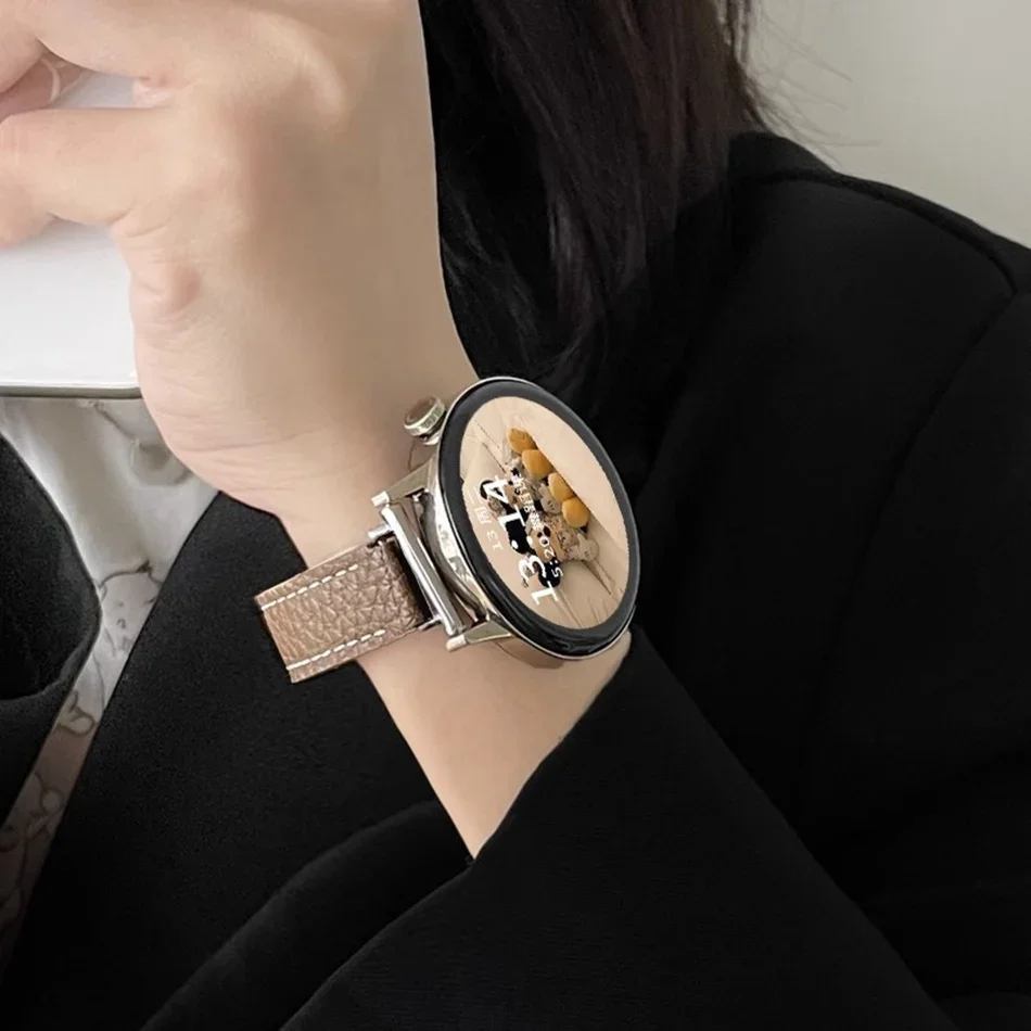 ليتشي بو الجلود حزام مغناطيسي لساعة سامسونج جالاكسي 6 5/برو/4 الكلاسيكية 44/40/46 مللي متر 20/22 مللي متر الفرقة لساعة هواوي GT 4 3 2