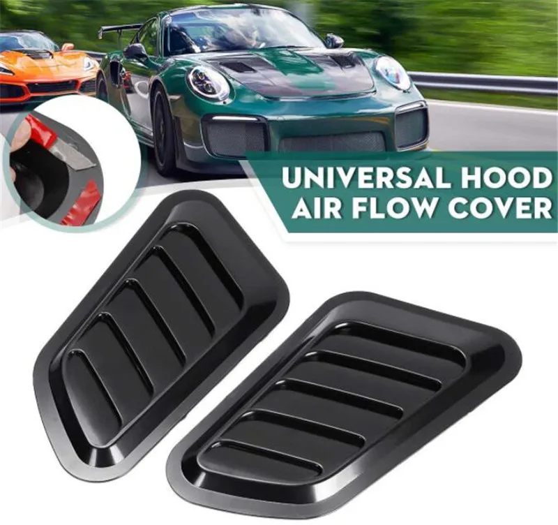 Car Universal Vent Side Vent Hood Air Outlet Decorative Vents Carbon Fiber False Vent Hood Vehicle Auto Decorative Sticker 2PCS