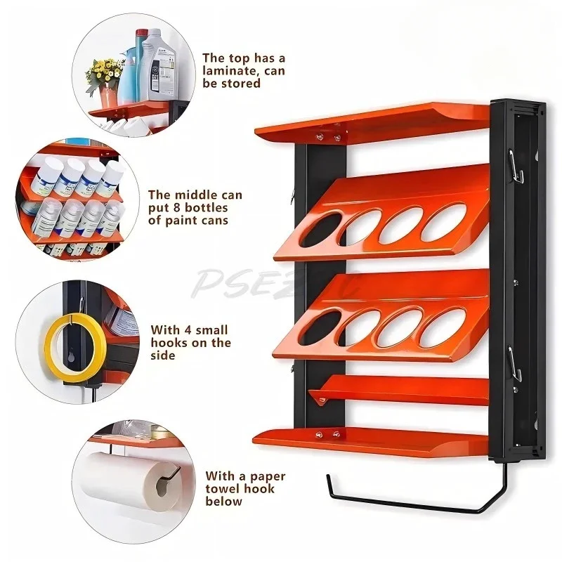 Steel Wall Mounted Spray Bottle Holder with Tissue Holder Practical Tool Storage Rack Suitable for Garage Studios