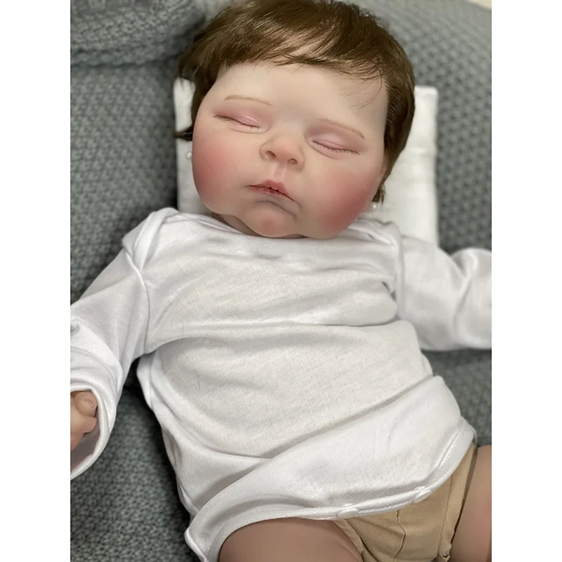 48cm Realistic Siliocne Reborn Dolls Peaches with Planting Hair Cotton Body Sleeping Hair for Children