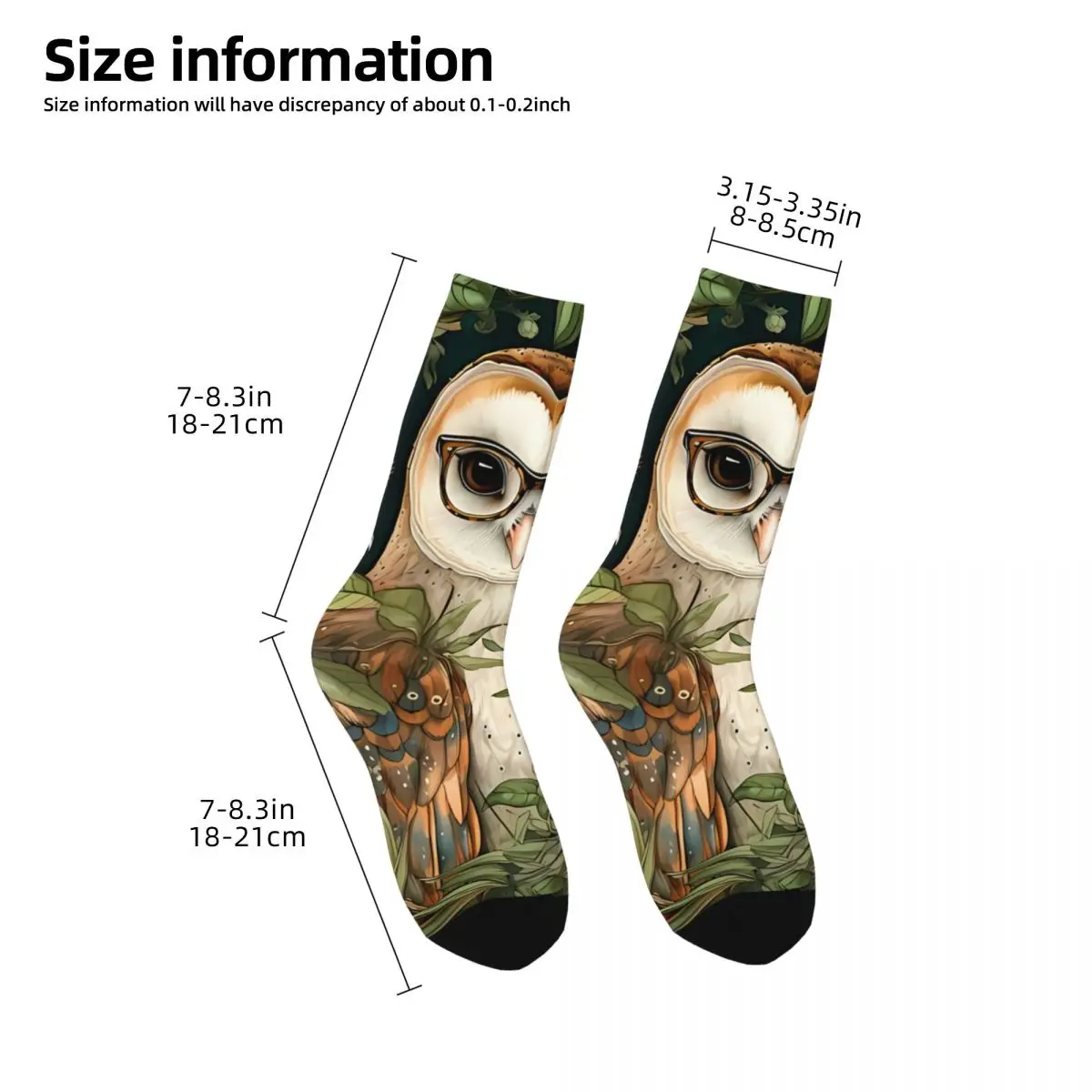 Happy Men's Socks Wise Owl Woodland Wildflower Vintage Owl Animal Hip Hop Seamless Crew Sock Gift Pattern Printed