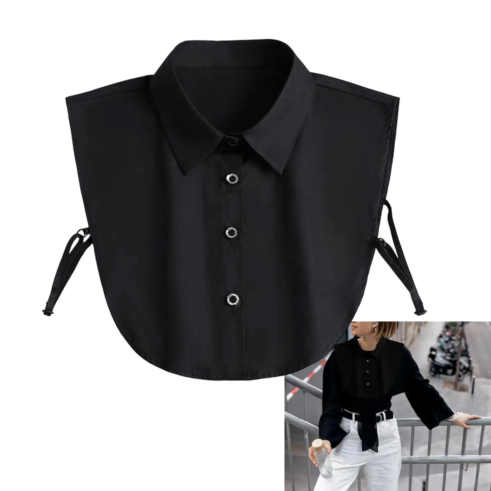 

Women Fake Collar Half Shirt Bib for Halloween Formal Uniforms Lady Girls
