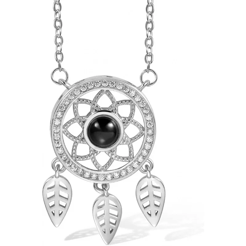 

Custom Photo Projection Necklace 925 Sterling Silver - 100 Languages Personalized Pendant Jewelry For Her