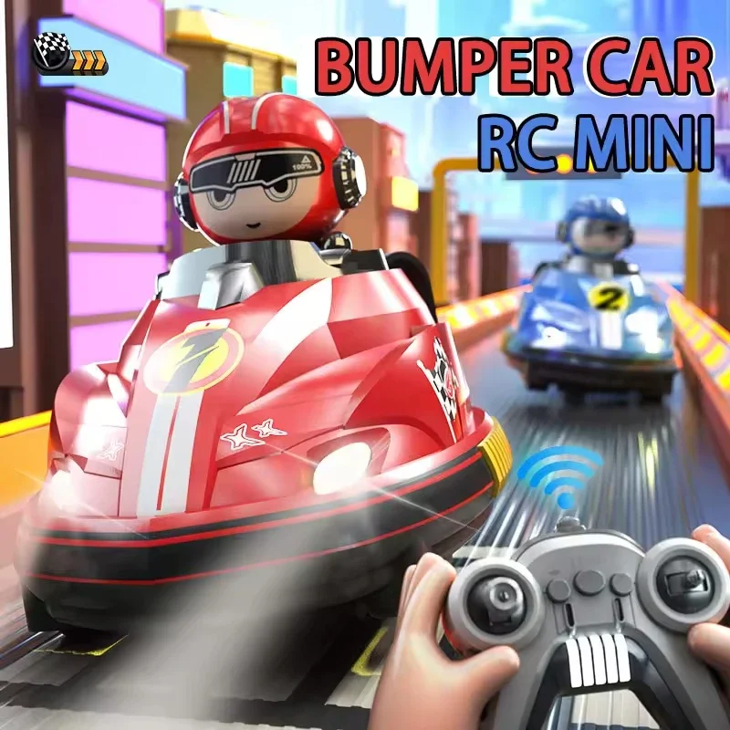 2Pcs RC LED Bumper Cars Wireless Remote Multiplayer Parent-Child Racing Toy for Boys Girls Birthday Gift