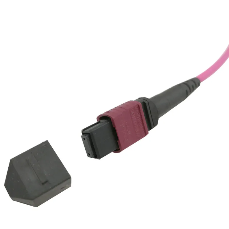 Low Insertion Loss MTP MPO OM4 FTTH  For Data Center Jumper  Fiber Optic Patch Cord