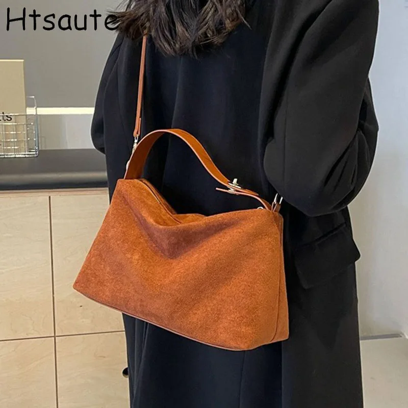 

Advanced Retro Bag for Women's Winter New Textured Single Shoulder Bags with Large Capacity Crossbody Commuting Tote Bag bolas