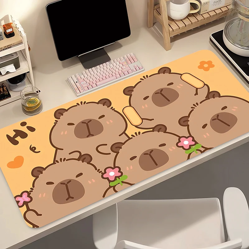 Gaming Mouse Pad Computer Kawaii Capybara Pattern Desk Mouse Mat Gamer Professional Premium Mousepad Speed Control Accessories