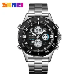 SKMEI Fashion Sport Digital Watch Casual Stainless Steel Men's Watches 5Bar Waterproof Dual Display Wristwatches Horloges Mannen