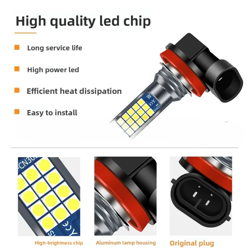 مصابيح الضباب LED للسيارة الجديدة: 24-SMD H11/H8، 9006/9005، H4، H7، Psx24W مصابيح الضباب فائقة السطوع
