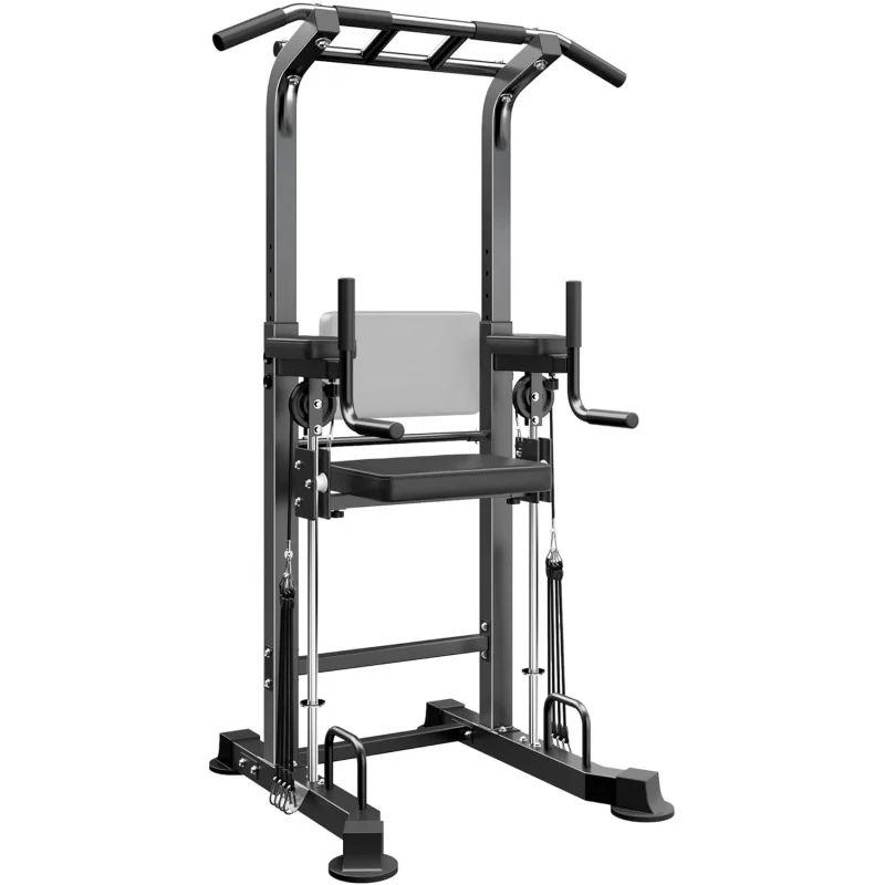 

Power Tower Dip Station Pull Up Bar for Home Gym Multi-Function Adjustable Height Strength Training Workout Equipment