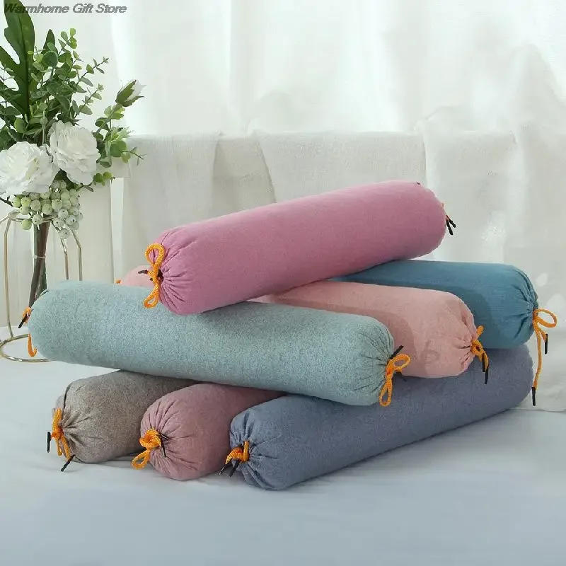 2pcs Candy Cylindrical Pillow Covers Cervical Pillow Case Neck Support Bed Sofa Waist Pillowcase No Filling