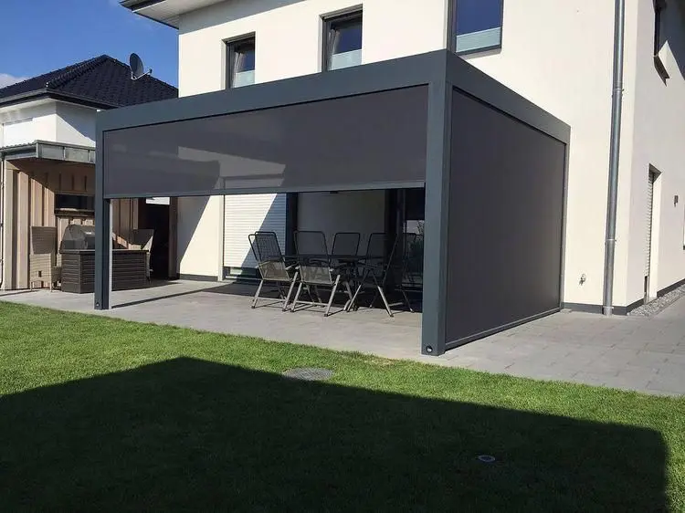 

Современный павильон, моторизованная алюминиевая беседка из нержавеющей стали, садовые жалюзи на крыше, 100% водонепроницаемые для наружного использования