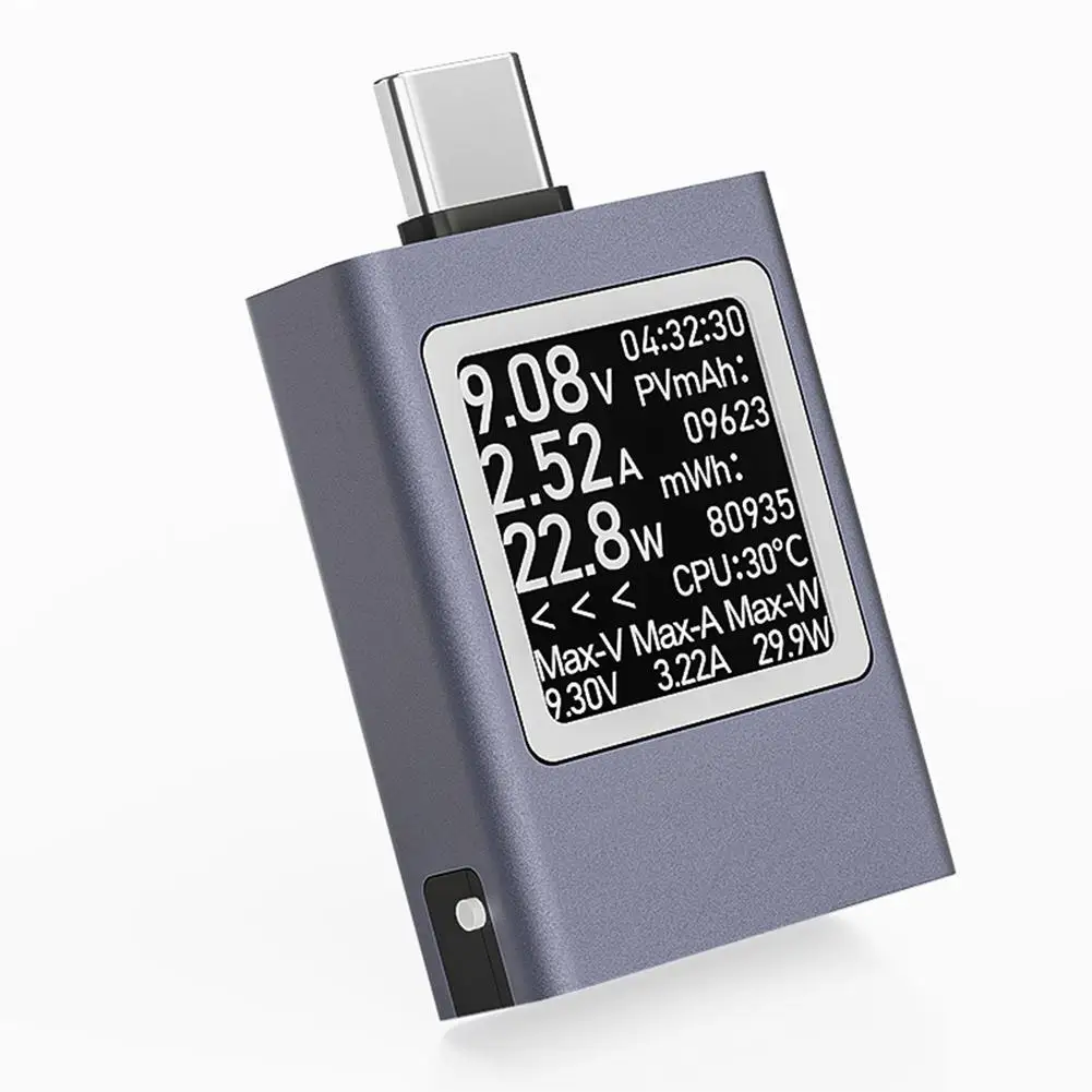 

Digital Display DC Voltage Ammeter Power Meter Multi-function HDC-085C DC 4.5-50V 0-12A PD3.1 Type-c Cell Phone Charging Tester