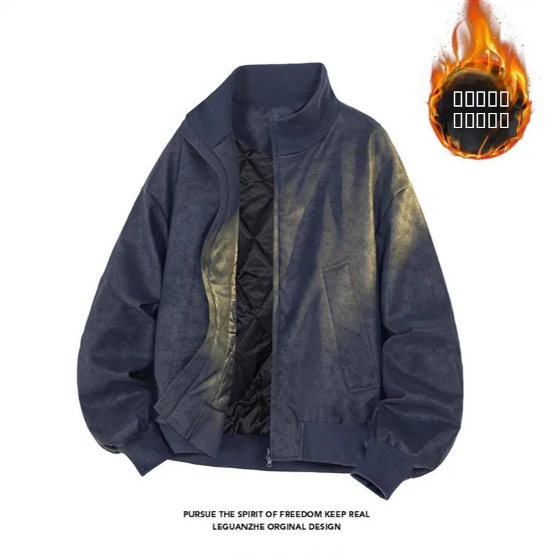 

Мужская зимняя куртка из кожи, свободного кроя, с длинными рукавами, на молнии, без бренда, модная повседневная верхняя одежда