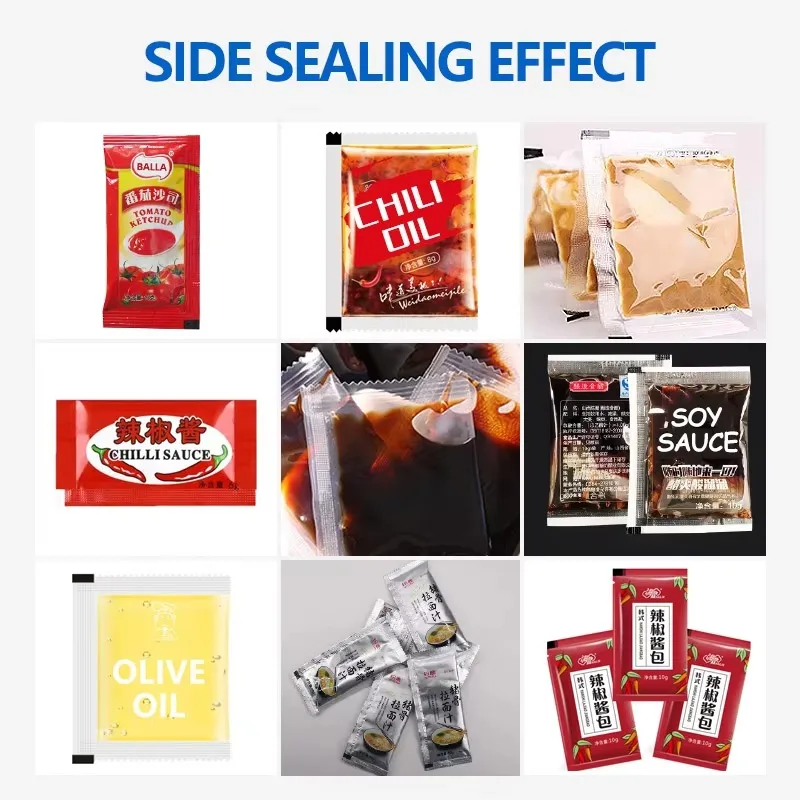 Penumatic Medium-Size Back Seal Multifunction Food Packing Filling Machine For Tomato Sauce Honey Jam Chili Oil Soup Paper Bag