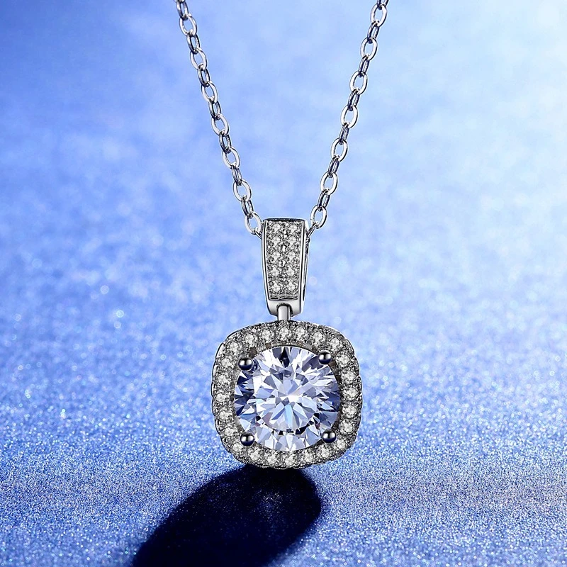AETEEY S925 Silver Square Moissanite Jewelry Set Women Bracelet Earrings Pendant Necklace Light Luxury Matching Set