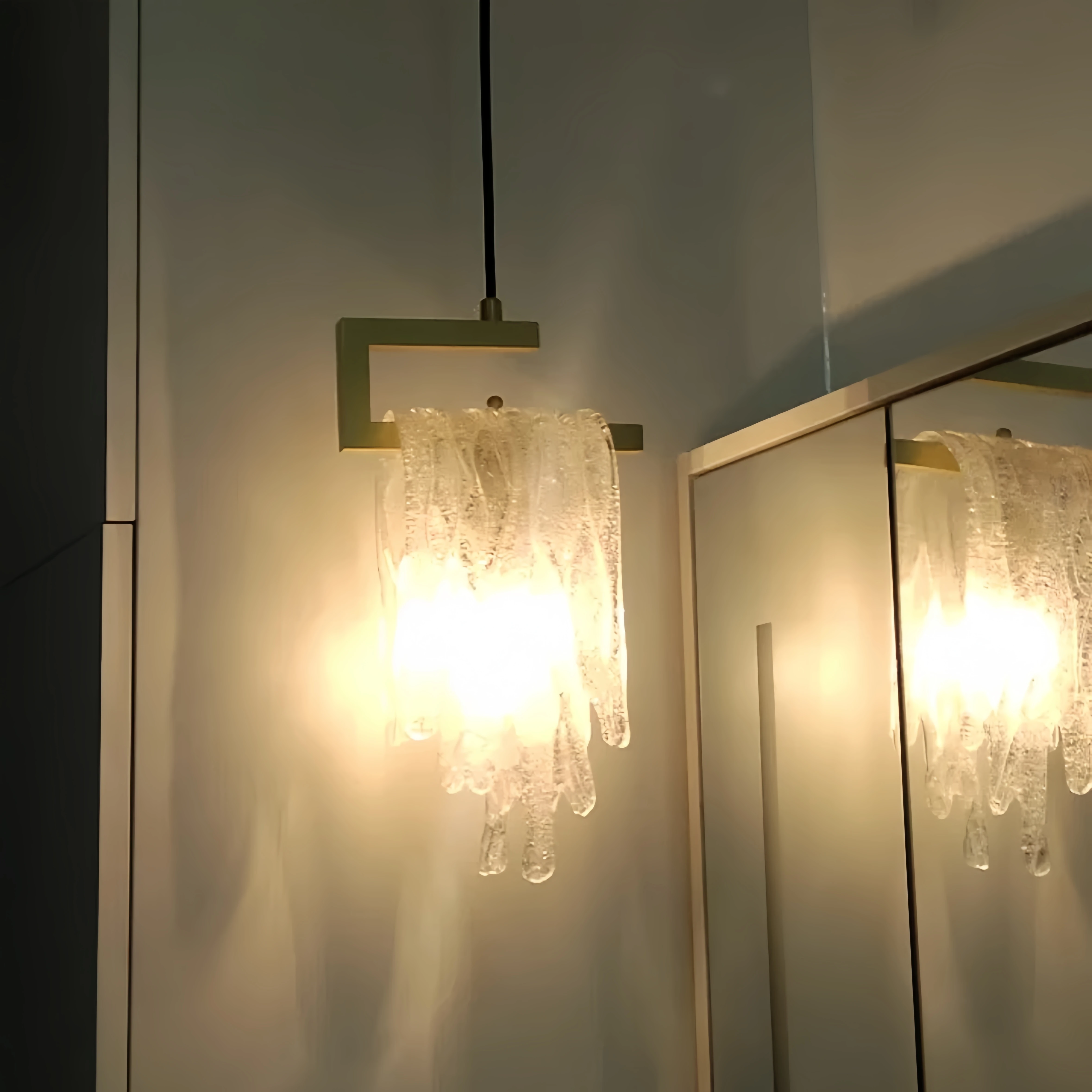 

YEBMLP Modern Art Crystal Chandelier Bedroom Parlor Dining Decorative Hanging Water Droplet Design Crystal Copper Pendel Lights