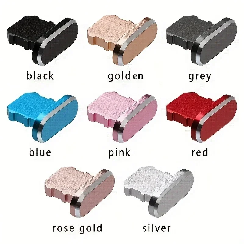 1pc Colorful Metal Anti Dust Charger Dock Plug Stopper Cap Cover Charging Port  for iPhone 14 13 12  11/Xs/R/8/7 SE Metal Plug image 4